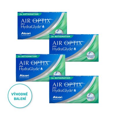 Air Optix Plus Hydraglyde for Astigmatism (3 čočky) výhodné balení 4 kusů